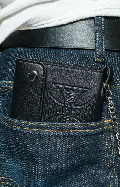 West Coast Choppers Embossed Logo Chain Wallet In Black