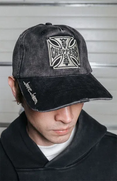 West Coast Choppers Mechanic Distressed Snapback Hat In Black