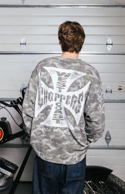 West Coast Choppers Men's Camo Long Sleeve Waffle Knit T-shirt In Camouflage In Multi