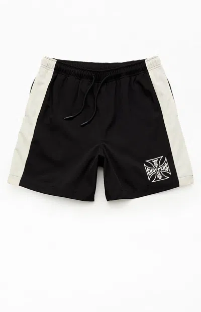 West Coast Choppers Men's Paneled Logo 6" Swim Trunks In Black