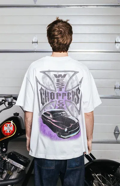 West Coast Choppers Men's Purple Hue Cropped T-shirt In White