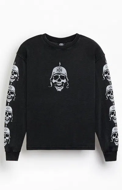 West Coast Choppers Men's Skull Waffle Knit Long Sleeve Shirt In Black