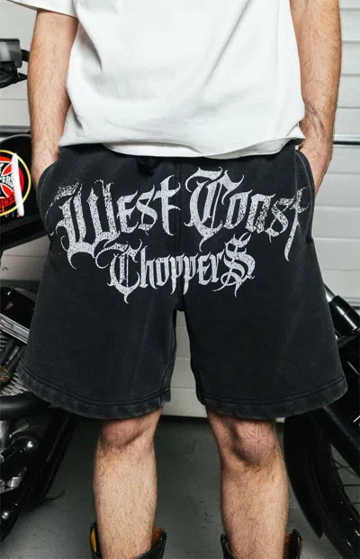 West Coast Choppers Men's Wicked Fleece Sweat Shorts In Washed Black