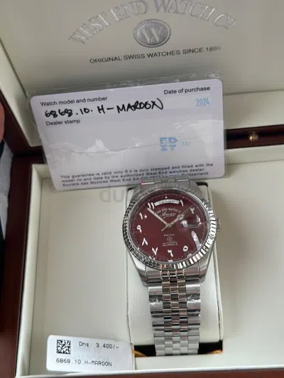 Pre-owned West End Watch Co. West End Classic Unisex 41 Mm Auto Watch 6868.10.h.maroon Maroon Arabic Dial