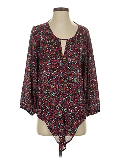 Pre-owned West K 3/4 Sleeve Blouse In Burgundy