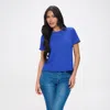 West K Alessia Short Sleeve Textured Top In Blue