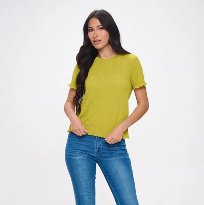West K Alessia Short Sleeve Textured Top In Green
