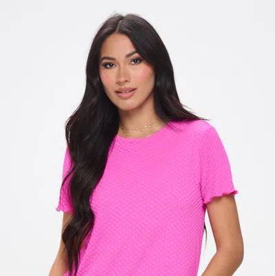 West K Alessia Short Sleeve Textured Top In Pink