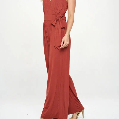 West K Bridget Side Tie Strappy Jumpsuit With Pockets In Red