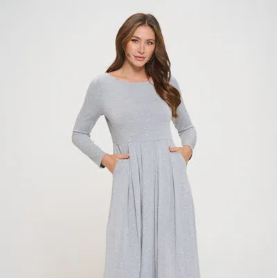 West K Charlee Long Sleeve A-line Knit Dress With Pockets In Gray