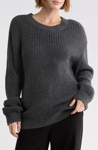 West K Chunky Ribbed Crewneck Sweater In Gray