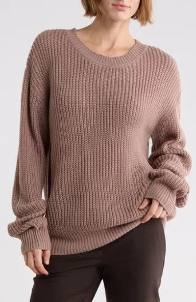 West K Chunky Ribbed Crewneck Sweater In Pink