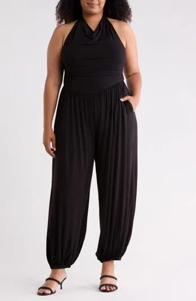 West K Cowl Neck Halter Jumpsuit In Black