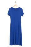 West K Crewneck T-shirt Midi Dress In Roya Blue