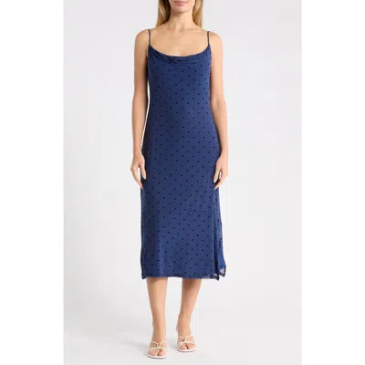 West K Dot Mesh Slipdress In Blue Dots