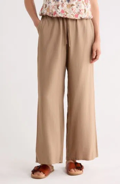 West K Drawstring Wide Leg Pants In Brown