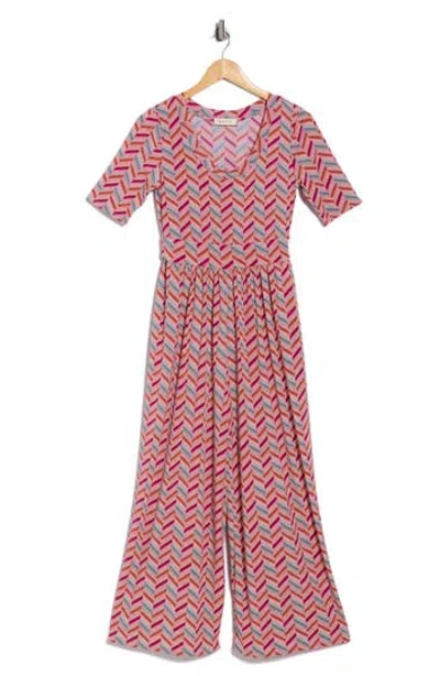 West K Elbow Sleeve Wide Leg Jumpsuit In Multi