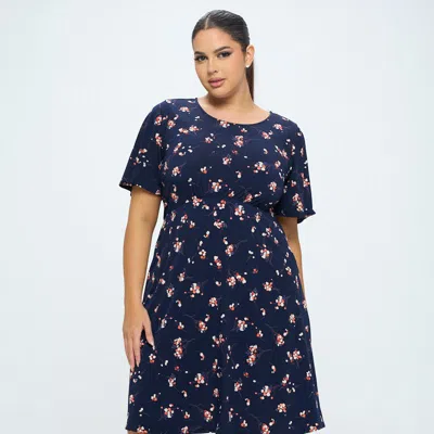 West K Elli Plus Size Short Sleeve Dress In Blue