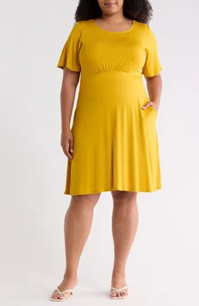 West K Empire Waist Flutter Sleeve Dress In Mango