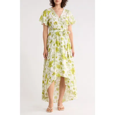 West K Faux Wrap High Low Dress In Pattern