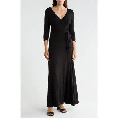 West K Faux Wrap Maxi Dress In Black