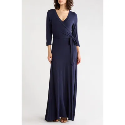 West K Faux Wrap Maxi Dress In Navy