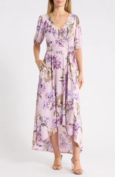 West K Faux Wrap Maxi Dress In Animal Print