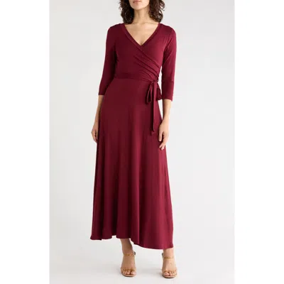 West K Faux Wrap Maxi Dress In Wine