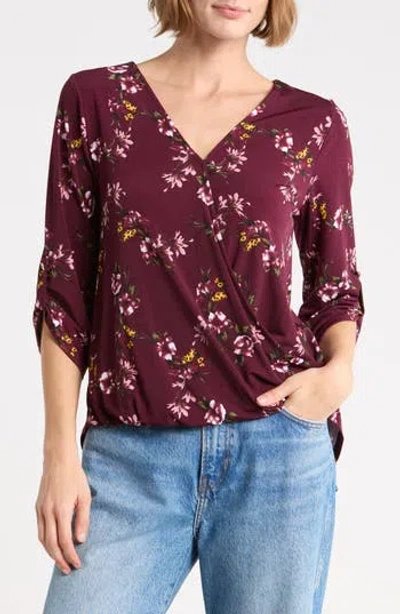 West K Floral Surplice High Low Top In Red