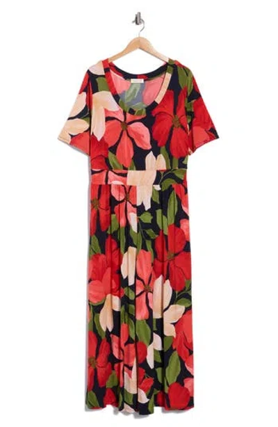 West K Floral Wide Leg Jumpsuit In Red