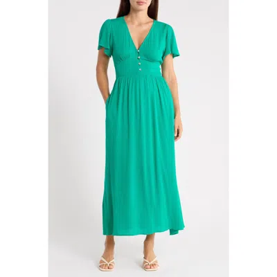 West K Flutter Sleeve Gauze Maxi Dress In Paris Green
