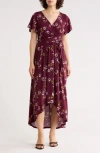 West K Flutter Sleeve High-low Dress In Multi