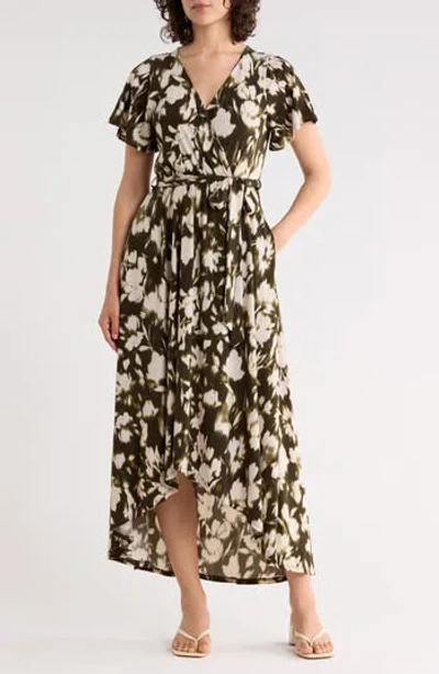 West K Flutter Sleeve High-low Dress In Black