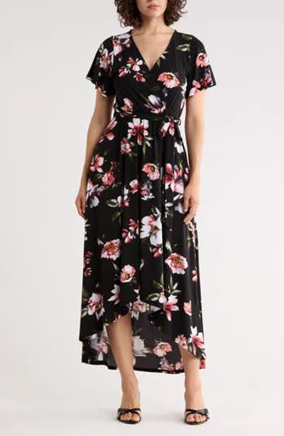 West K Flutter Sleeve High-low Dress In Black