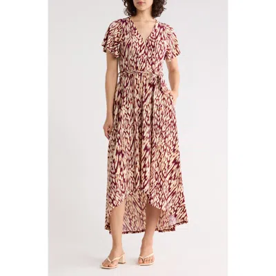 West K Flutter Sleeve High-low Dress In Multi