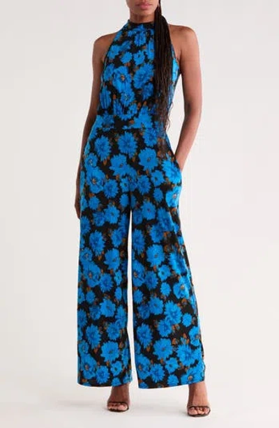 West K Halter Neck Wide Leg Jumpsuit In Multi