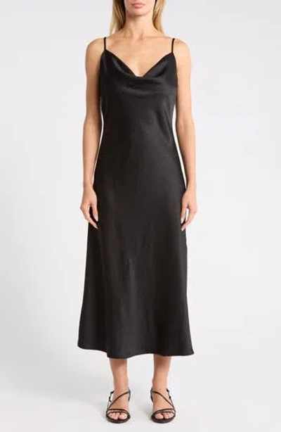 West K Hammered Satin Slipdress In Black