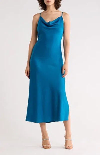 West K Hammered Satin Slipdress In Blue