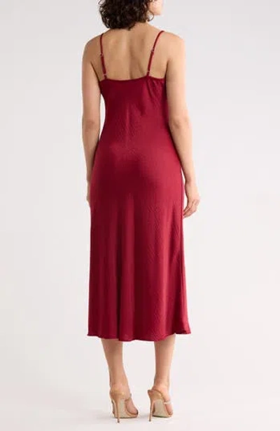West K Hammered Satin Slipdress In Burgundy