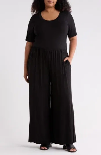 West K Knit Wide Leg Jumpsuit In Black