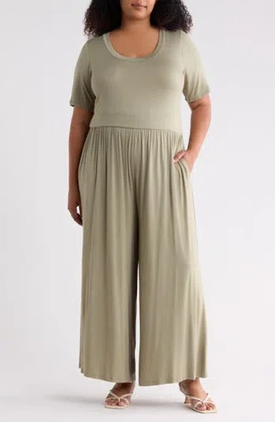 West K Knit Wide Leg Jumpsuit In Green