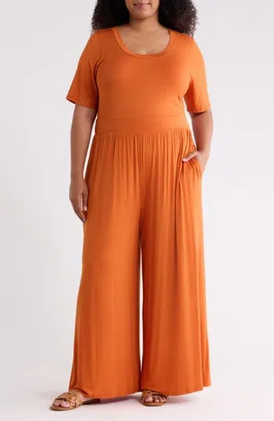 West K Knit Wide Leg Jumpsuit In Orange