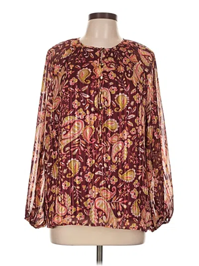 Pre-owned West K Long Sleeve Blouse In Burgundy
