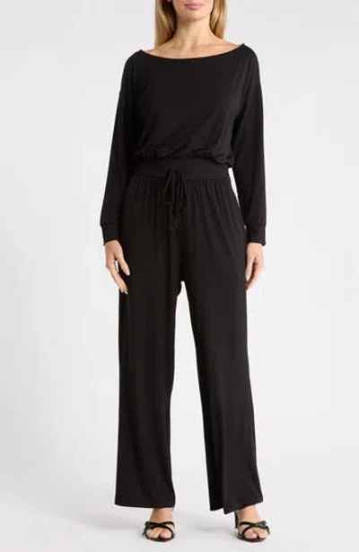 West K Long Sleeve Wide Leg Jumpsuit In Black
