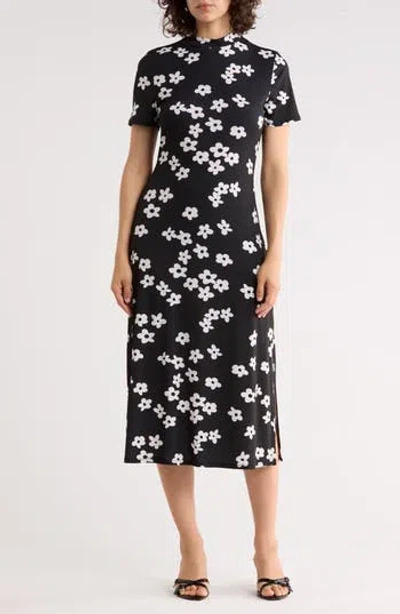 West K Mock Neck Midi Dress In Black