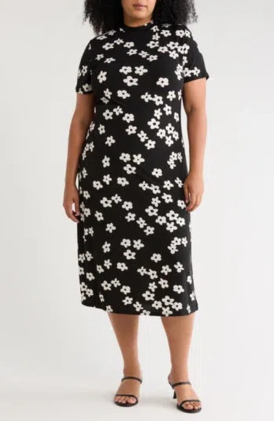 West K Mock Neck Midi Dress In Black