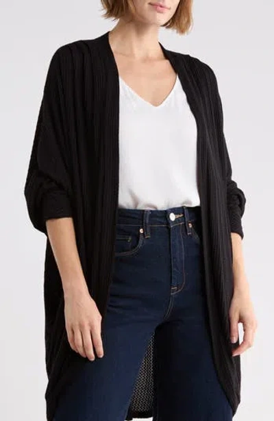 West K Oversized Waffle Cardigan In Black