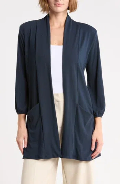 West K Rib Cardigan In Blue