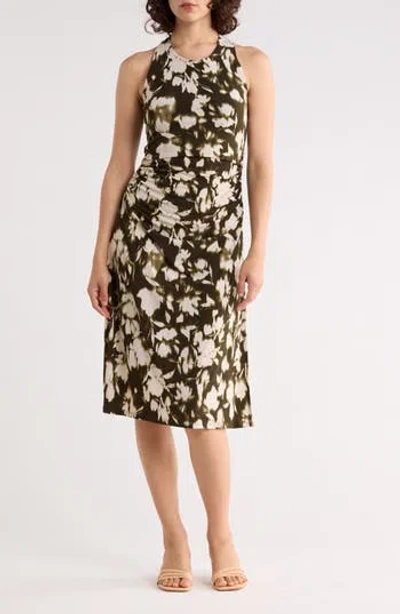 West K Ruched Halter Midi Dress In Multi