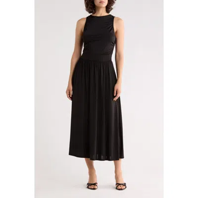 West K Ruched Midi Dress In Black